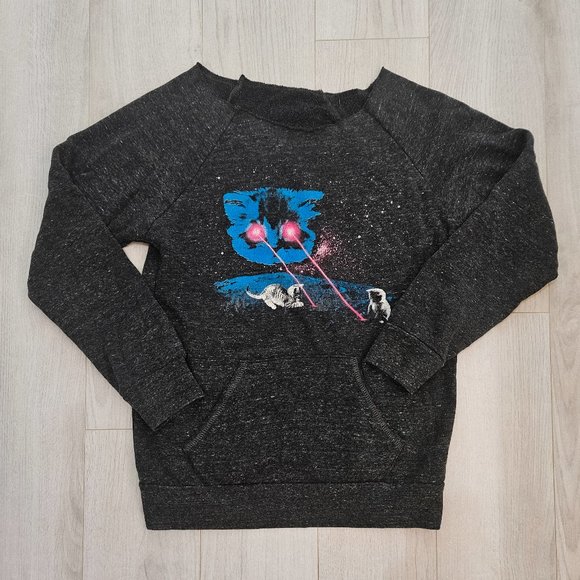 (Last Chance)Meta Laser Cat Sweatshirt with kangaroo pocket - Picture 1 of 2